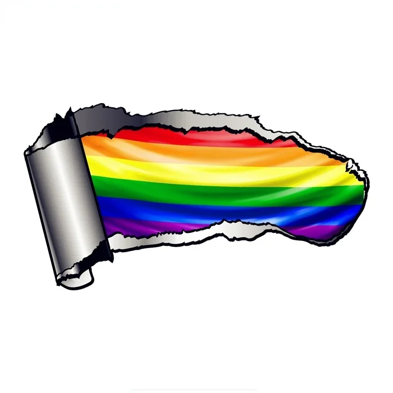 

car sticker rip rip rip metal design with LGBT gay pride rainbow flag exterior vinyl pvc waterproof sunscreen 15cm