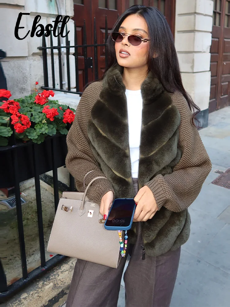 

Модные стеганые пальто с меховыми вставками, женские повседневные пальто с воротником-стойкой и молнией, пальто с длинными рукавами, весна 2026, новая женская уютная верхняя одежда