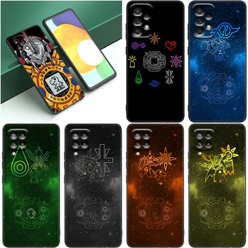 Digimon Logo Black Case For Samsung Galaxy A12 A13 A14 A22 A23 A32 A33 A34 A52S A53 A54 A72 A73 A24 A04S A50 A51 A70 A71 Cover