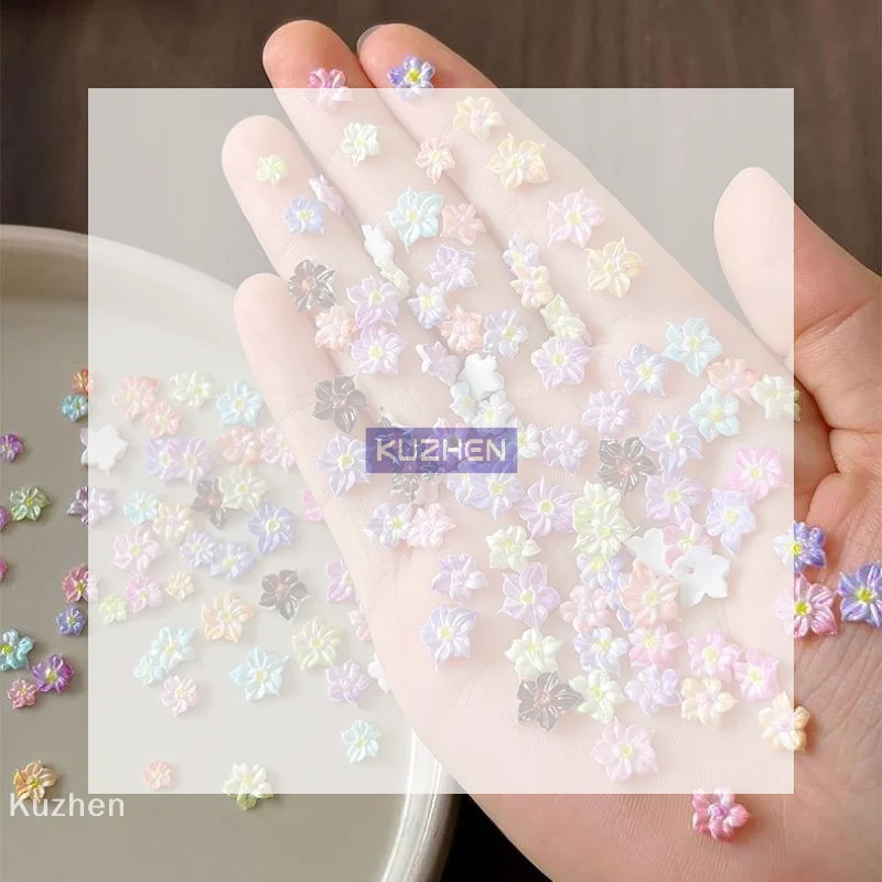 /Kuz/Resin Mini Colorful Flower Art Nail Decorate 3D FlowerAppliques DIY Nail Art Decor Accessories Crafts 50 Pcs