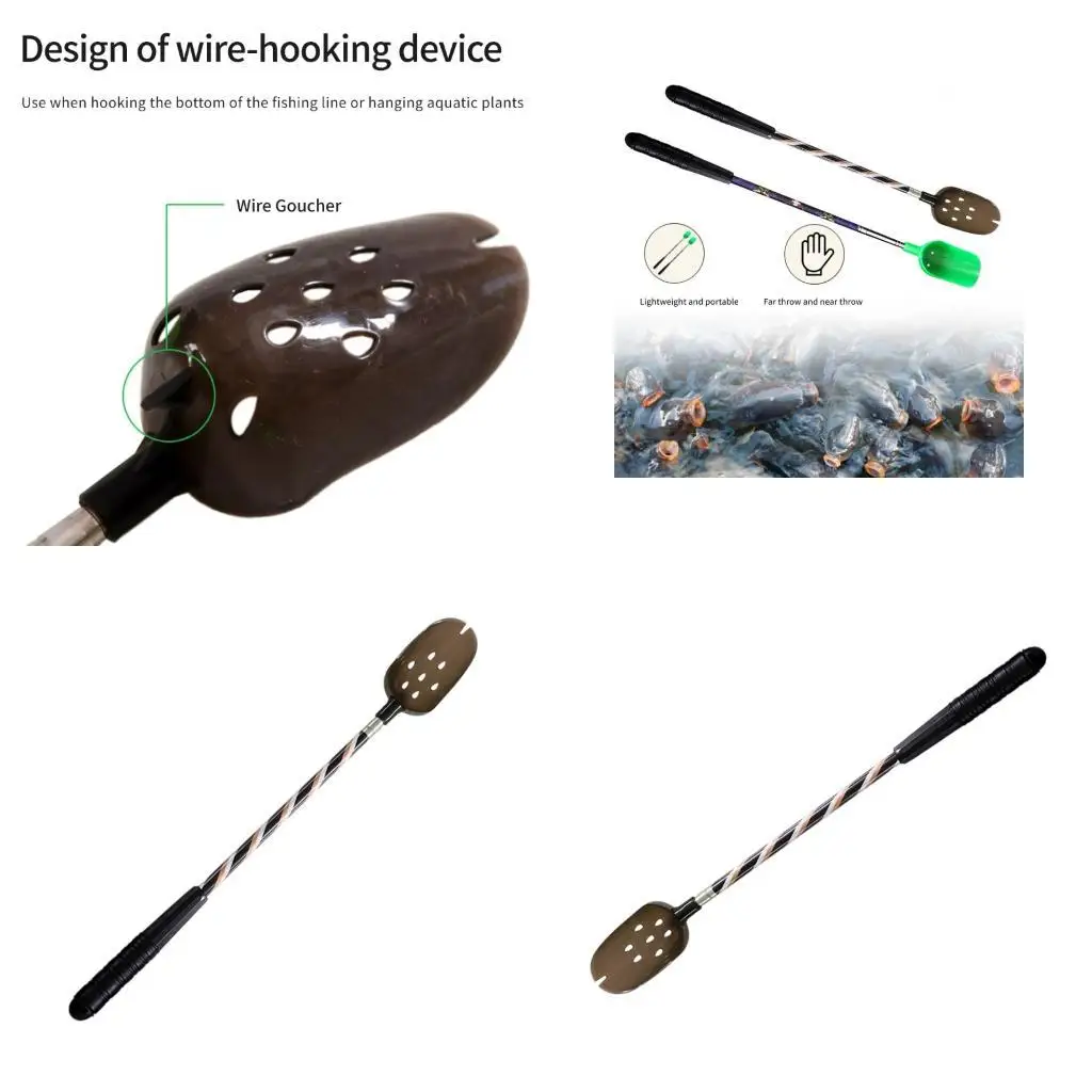 

R6FE Fishing Tackle Fishing Baits Lures Spoon Telescopic Baits Lure Feeder Scoops Casting Baits Shovel Baiting Throwing Spoon