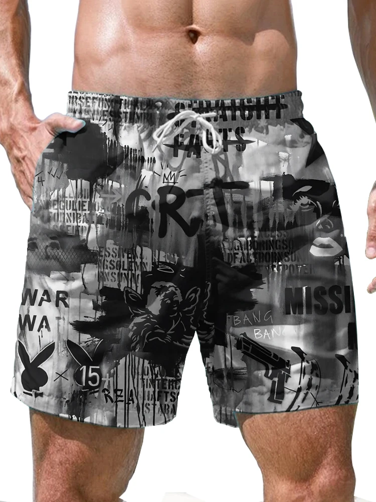 

Шорты мужские в стиле хип-хоп, свободные повседневные пляжные, для плавания, серфинга, модные трендовые с 3d-цифровым принтом, летние