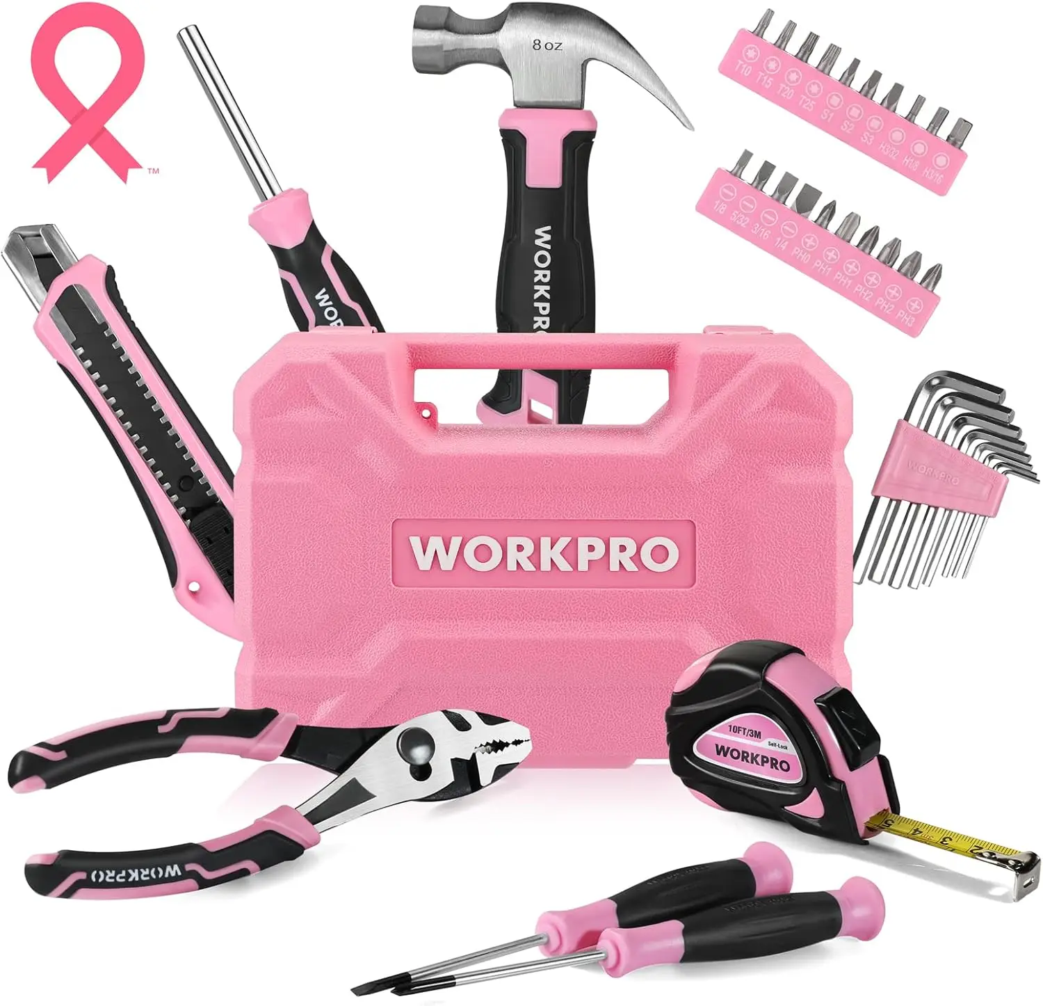 

35-Piece Pink Tool Set with Storage Box, Ideal for Home, Garage, Apartment Use - Premium Quality