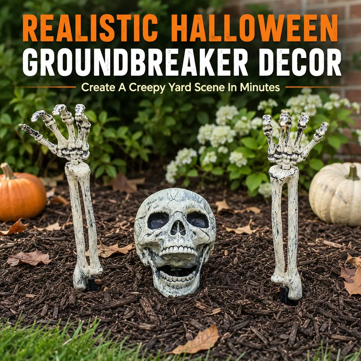AISENO 3 Pc Realistic Skeleton Yard Stakes, Halloween Decorations Outdoor