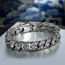 HX Upgraded Version of Personalized Tang Grass Pattern Bracelet Men's Thick Section Boys Hip-hop Street Hipster Fashion Women