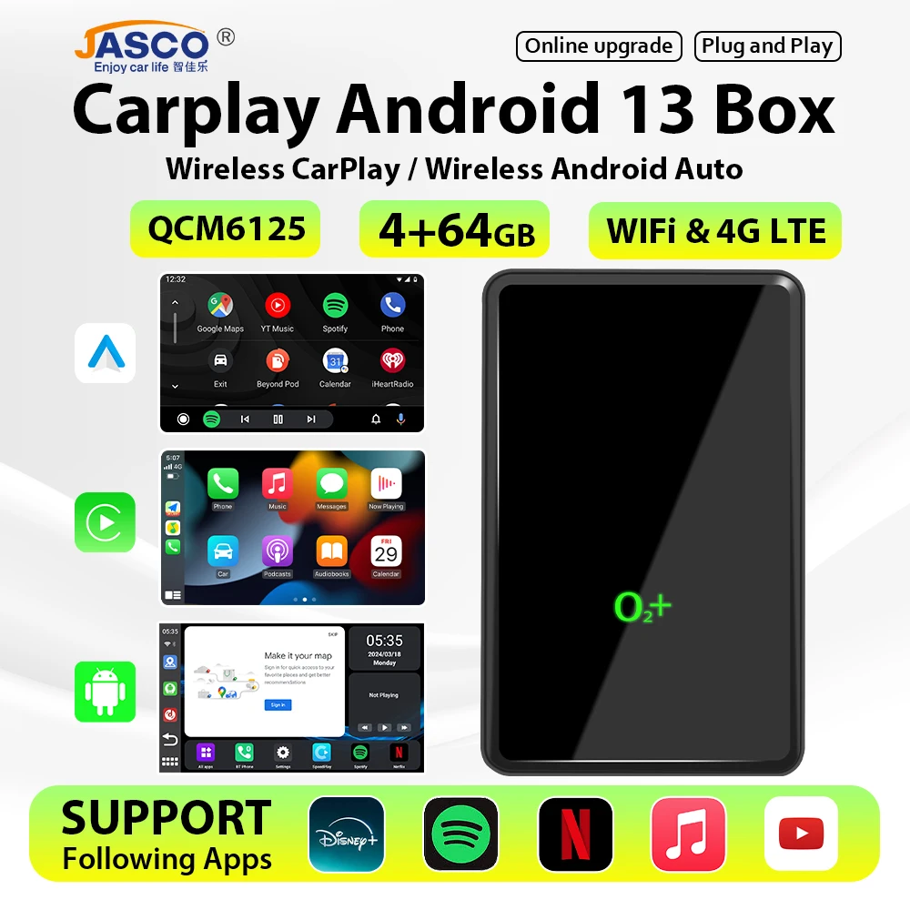 

Android 13 box With HDMI Output Wireless CarPlay Android Auto AI TV Box QCM6125 8-Core For Netflix YouTube Play Store