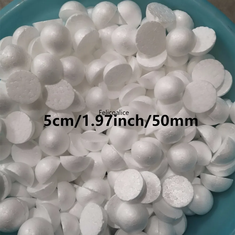 5cm 200pcs Half Round Solid Polystyrene Styrofoam Foam Balls for Kids Craft DIY 1.97 Inch/50mm Christmas Decorations for Home