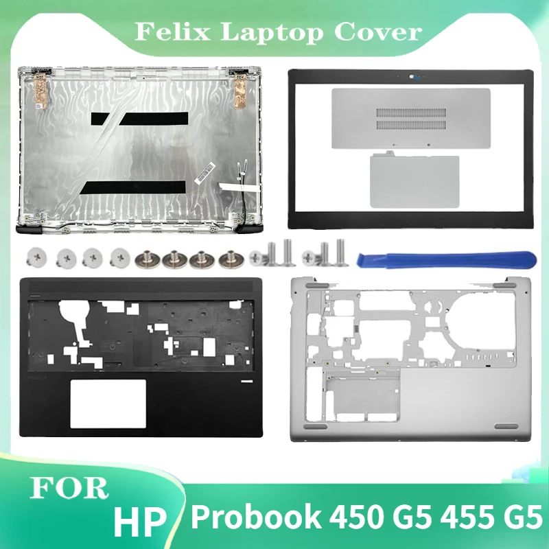 Cubierta trasera de pantalla LCD para portátil HP Probook 450, G5, 455, G5, bisel frontal, reposamanos, parte superior e inferior, funda de memoria HDD, plata, nuevo