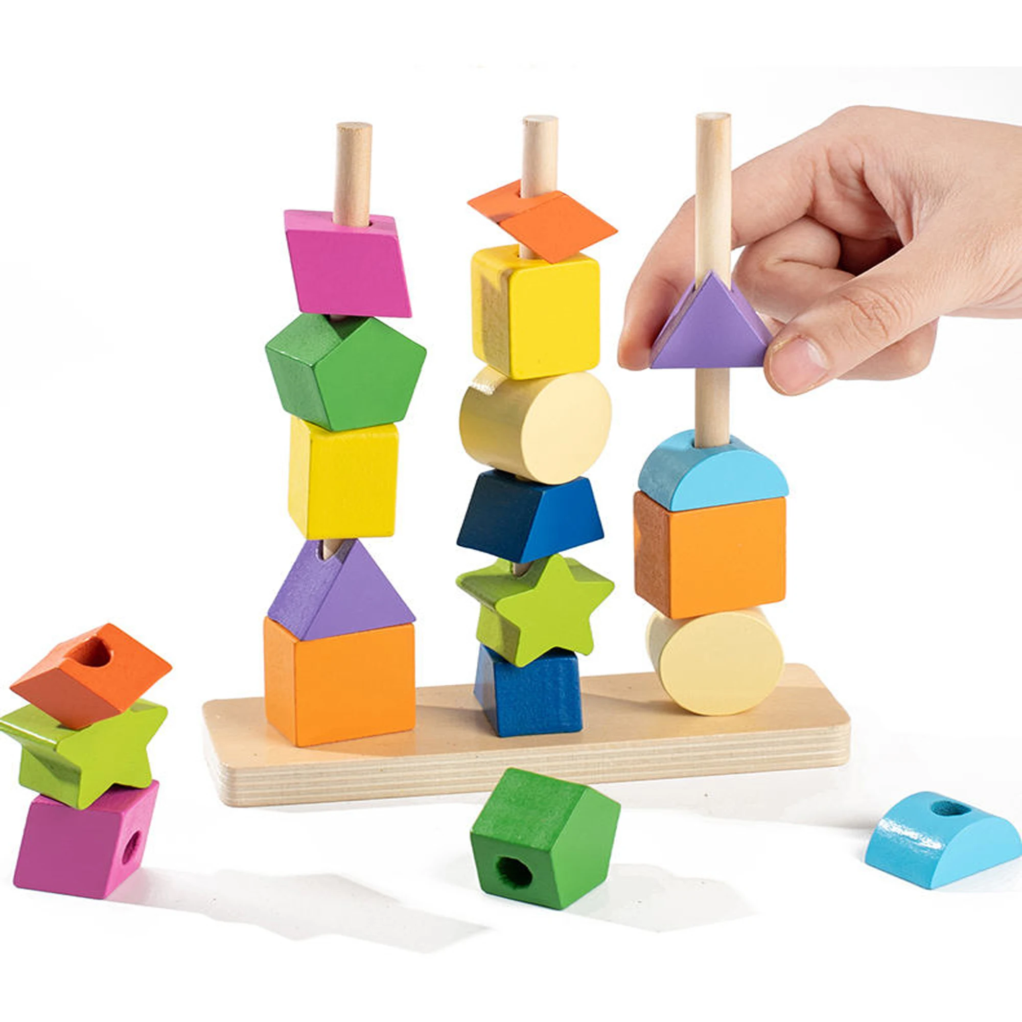 Jeu de décennie s de Construction Montessori en Bois, Puzzle de Formes Assorties, Cadeau pour Enfant