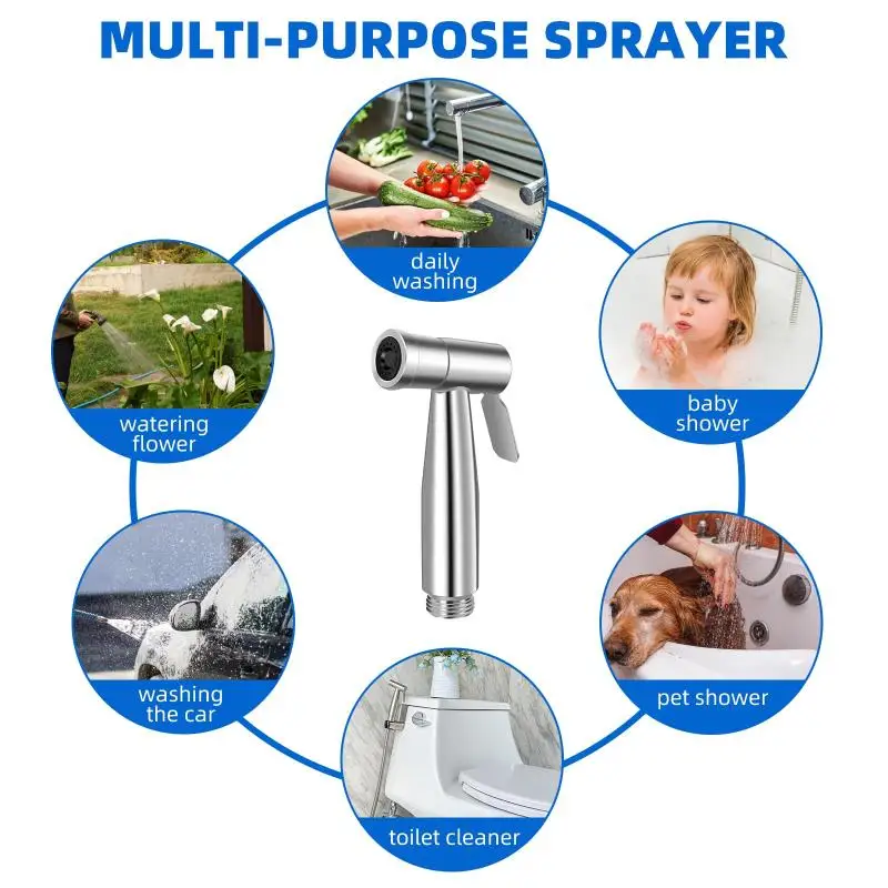 Portable Pressurized Handheld Sprayer Nozzle For Feminine Hygiene Care & Toilet Washing Cleaning Bathroom Accessory