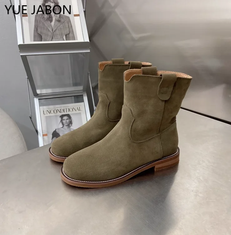 New Winter Retro Women Warm Suede Leather Lazy Slip On Boots Shoes Woman Lady Female Flat Bottine Botas Boots Mujer Shoes