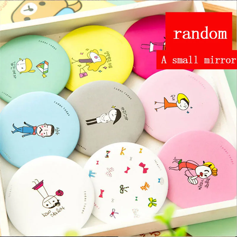 FEN99 Cartoon Anti-fall Portable Small Mirror Cute Girls Makeup Mirror Pocket Mirror for Beauty Tools