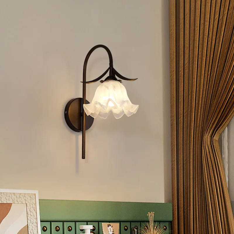 كريم الرياح الرنين السحلية الزجاج السرير مصابيح الحائط بسيطة ودافئة غرفة نوم دراسة غرفة المعيشة حائط الخلفية الشمعدانات مقهى تركيبات #3