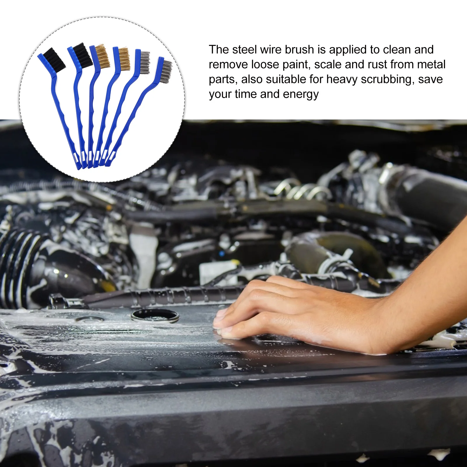 6 قطعة فرشاة سلك صغيرة الصلب الخشن أداة تنظيف الخدش ل الصدأ الطلاء مقياس إزالة المحرك بالتفصيل مجموعة فرشاة الأسلاك #3