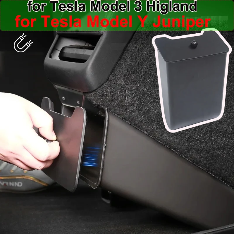

Органайзер-бокс под задний воздуховод для Tesla Model Y Juniper 2026, мусорная корзина на заднее сиденье, аксессуары для Model 3 Highland 2025