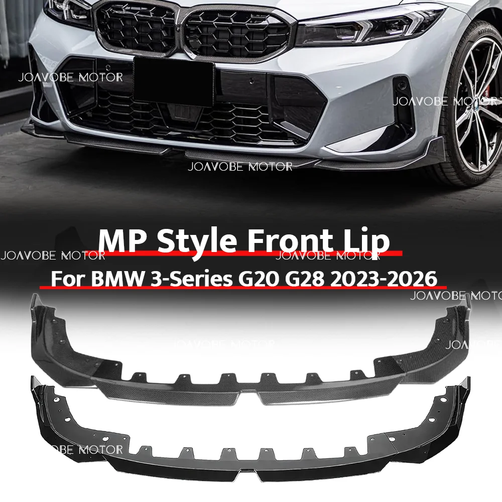 

Glossy Carbon Fiber Look Glossy Black 3-Piece MP Style Front Bumper Lip Spoiler For BMW 3-Series G20 G28 2023-2026