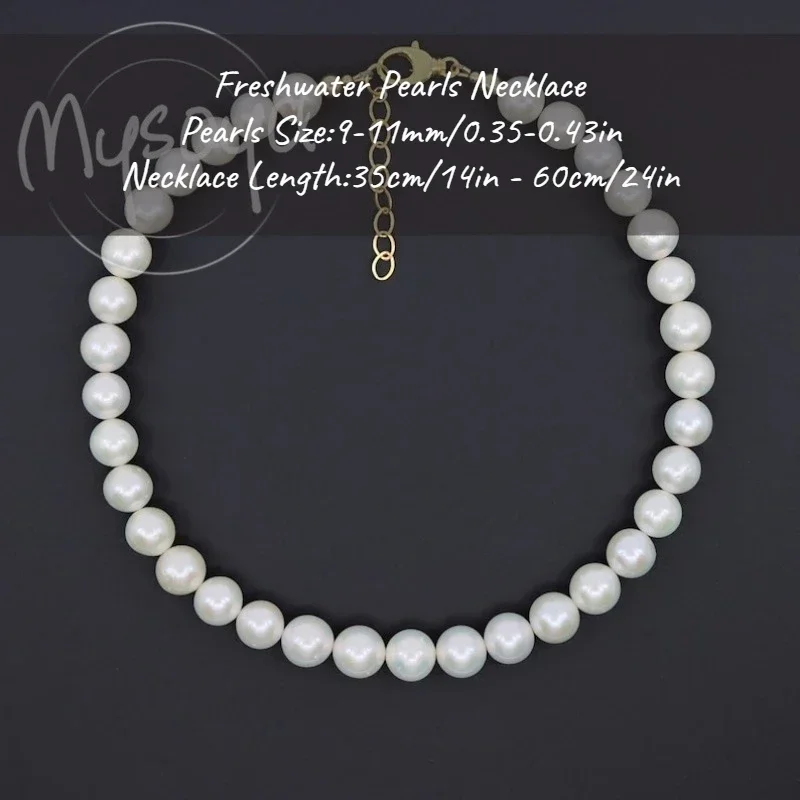 

MYSOYA White Freshwater Pearl Necklace 9-11mm With Gift Box, For Her/Him, Perfect Birthday/WeddIng/Christmas/New Year'Gifts