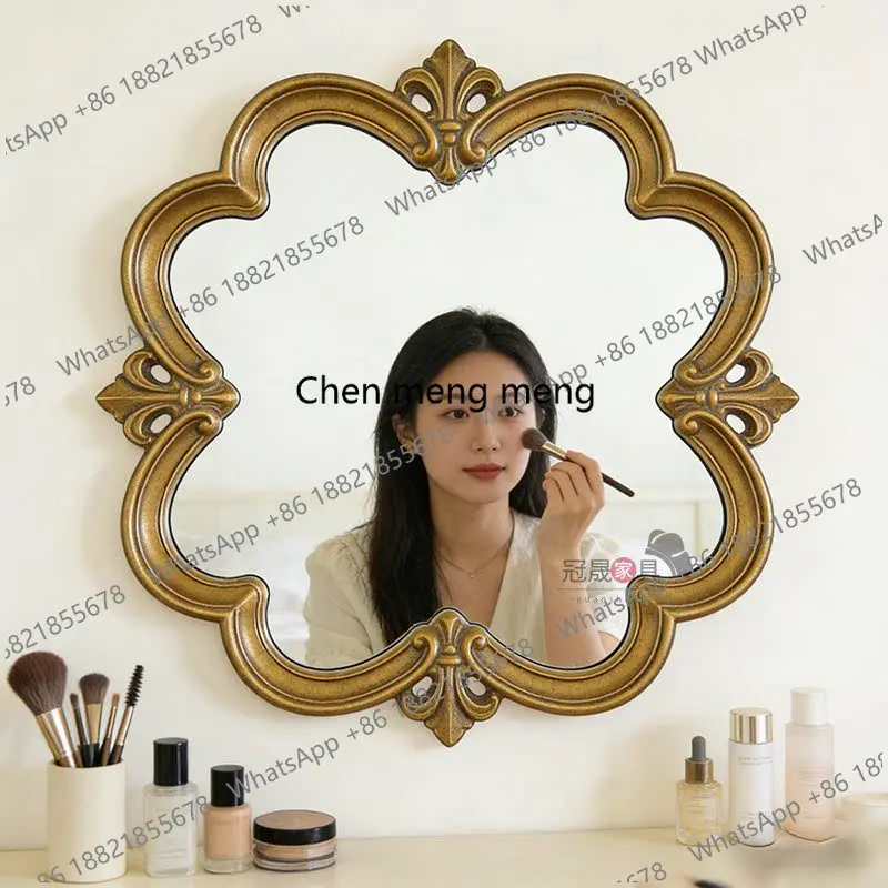 a50 European retro bedroom makeup mirror American bathroom special-shaped makeup mirror French engraving