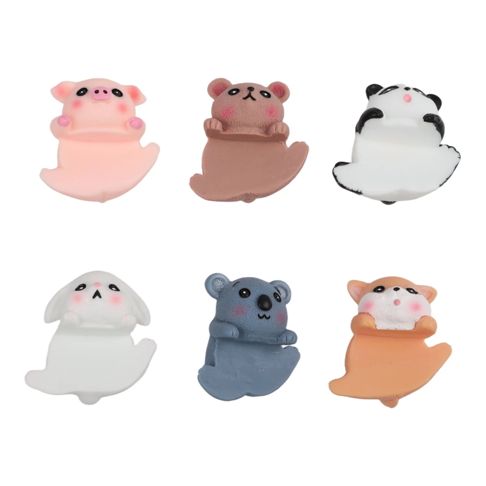 6PCS Resin Animal Figures for Monitor Screen Edge and Desktop Display with Defined Outline for Clear Visual Recognition