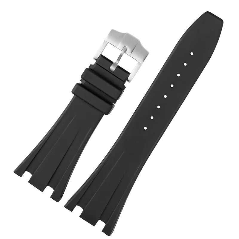 Gelang jam tangan silikon lembut pria untuk AP Royal Oak 15703 seri lepas pantai baja tahan karat lipat gesper Aksesori tali jam 26mm