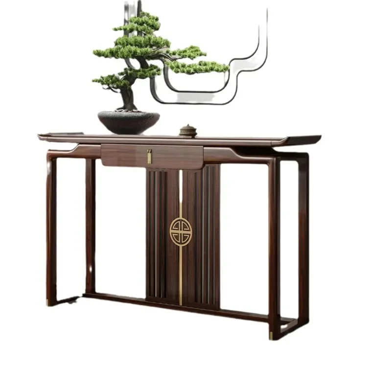 

New Chinese-style entrance-style strip case ebony wood end view table
