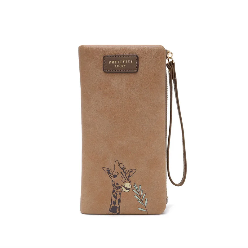Women’s Long Wallet PU Nubuck Leather Large Capacity Animal Printed Clutch, Multi Card Slots, Zipper Coin Pocket, Snap Closure