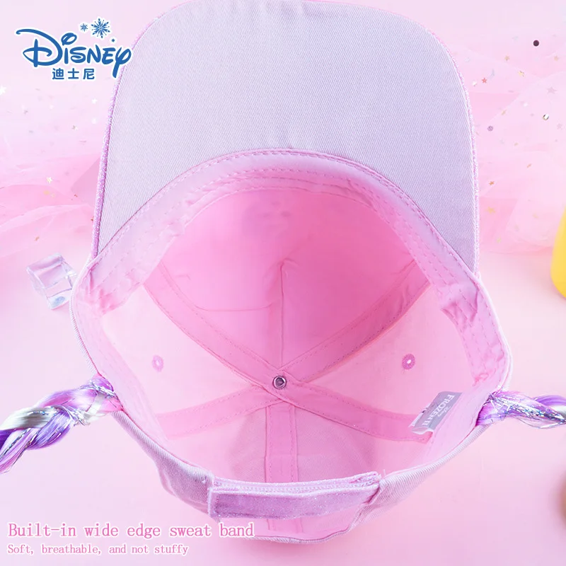 Disney Frozen Children Baseball Cap Girl Pink Elsa Princess Duck Tongue Hat Thin Shade And Sun Protection With Braid Hair