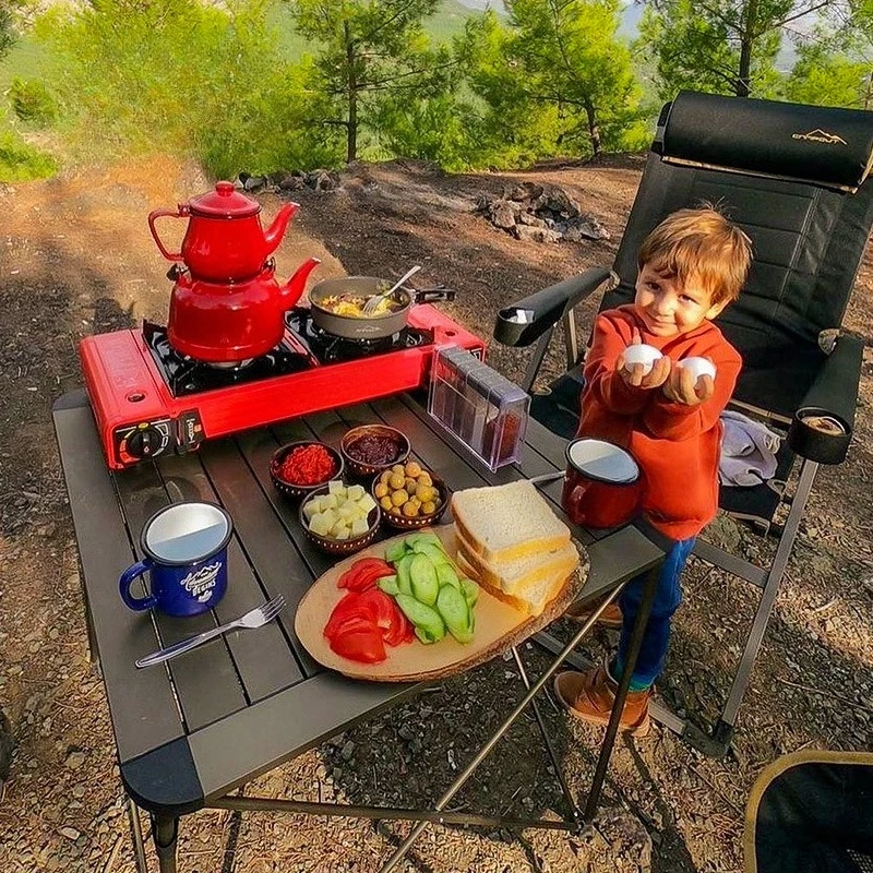 

Outdoor folding all-aluminum picnic table portable camping folding supplies