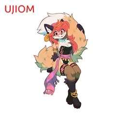 UJIOM Furry Girl Charming Wall Sticker Creative Beautiful Graphics Home Accessories Decals Waterproof Light Switch Decoration