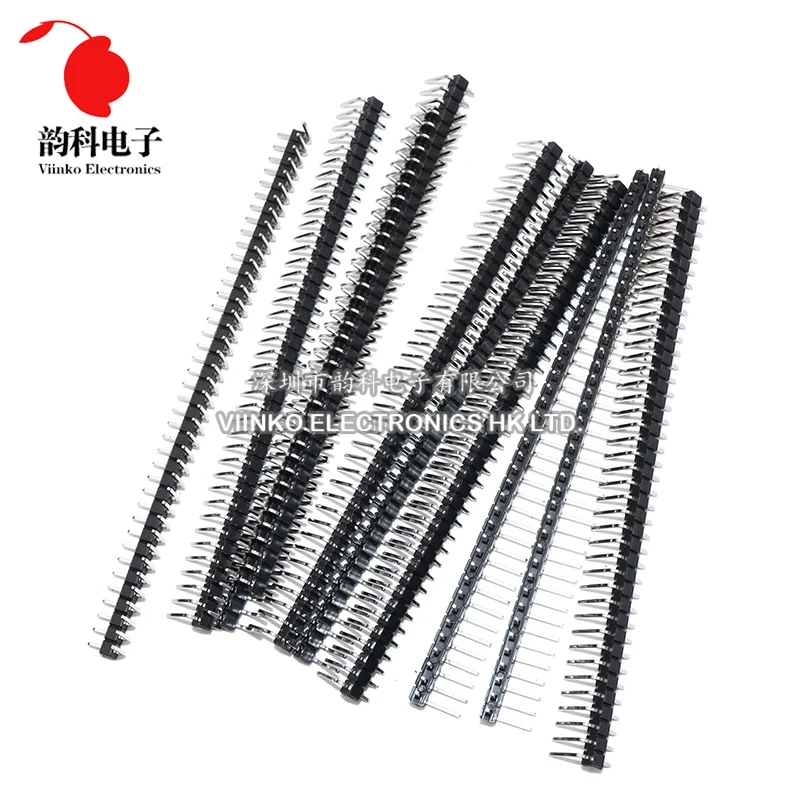 10pcs 40 Pin 1x40 Single Row Male 2.54mm Breakable Pin Header Right Angle Connector Strip bending