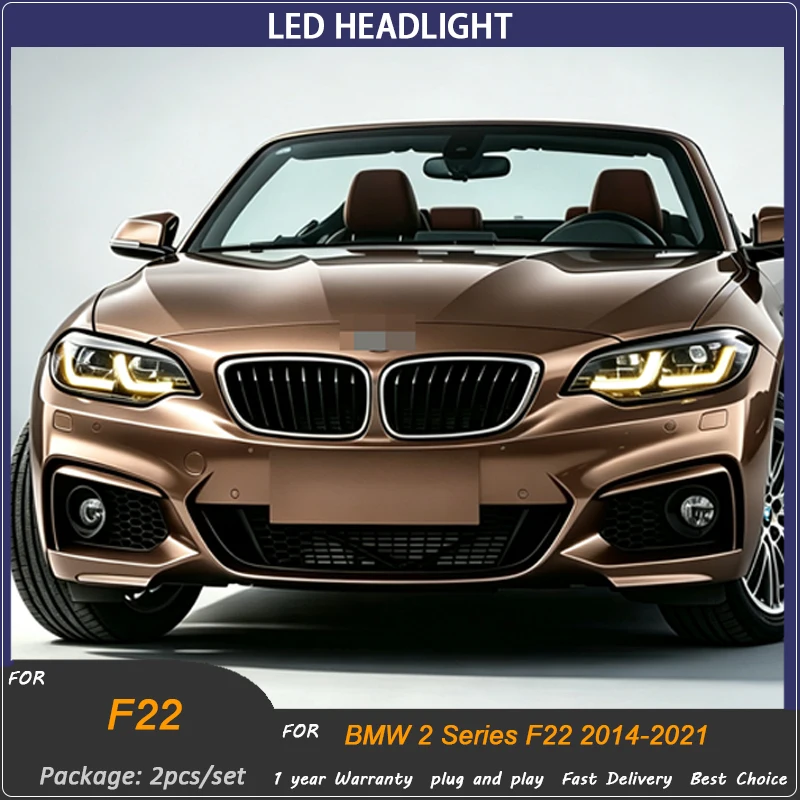 Car Lights For BMW 2 Series F22 2014-2021 Headlight LED Projetor head Lamp White Yellow Switchback DRL Automotive Accessories