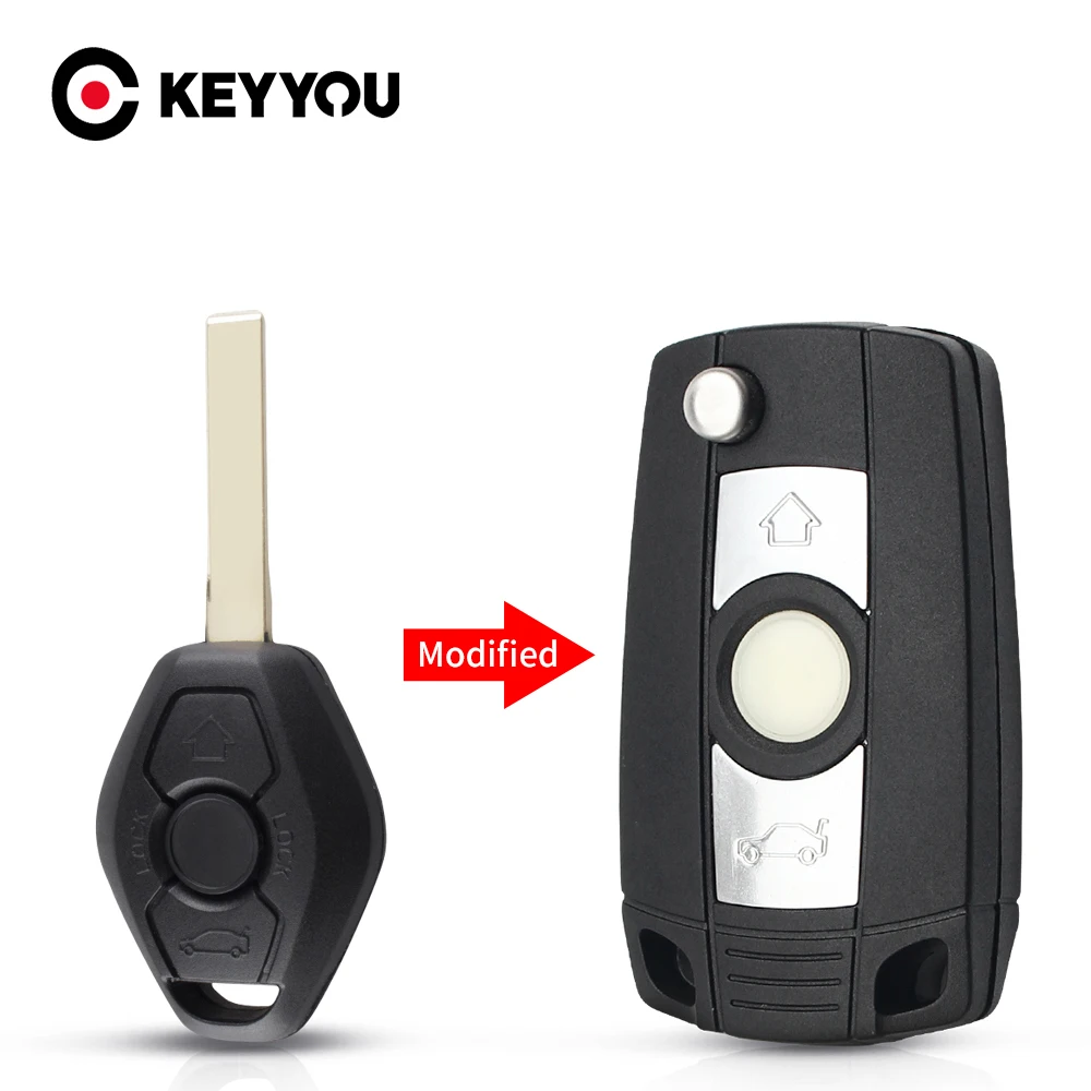 

KEYYOU 3 Buttons Modified Flip Remote Key Shell Case For BMW 1 3 5 6 7 Series E53 E81 E63 E64 E38 E83 E36 X3 X5 Z3 Z4 HU92 Blade