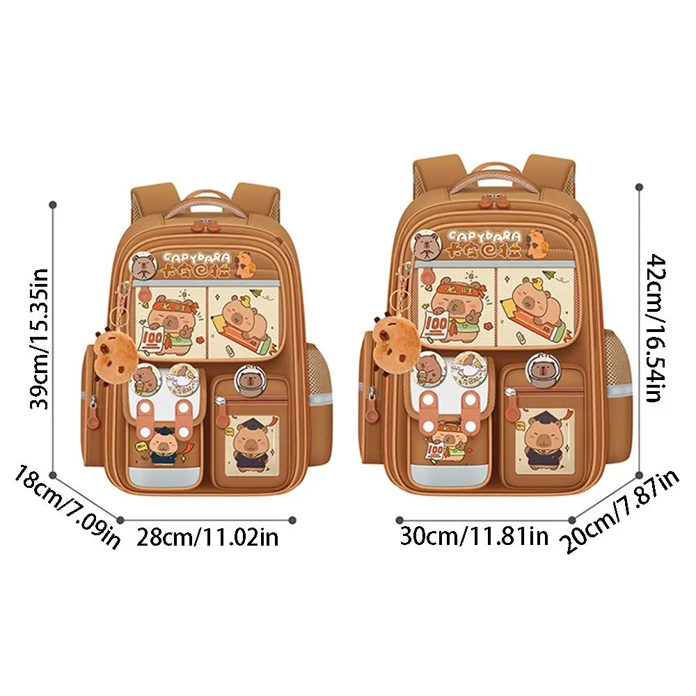 Multi-Compartment Capybara Backpack Waterproof Oxford Cloth Cartoon Animal School Bag with Reflective Strip Multi Functional