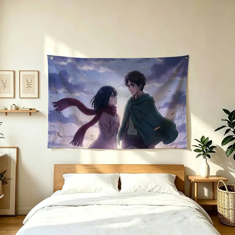 M-Mikasa Ackerman Attack on Titan  Flags Wall Hanging Tapestry Outdoor Garage Room Decorative flag Background Blanket