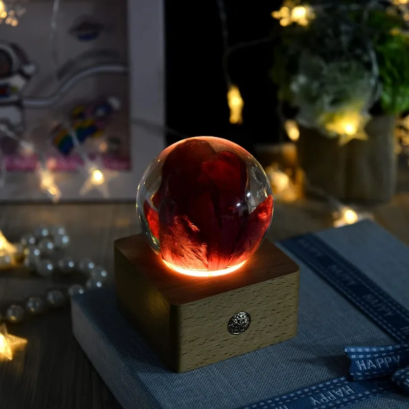 永遠の花 レッドチューリップ 3D クリスタルボール エレガントなプレゼント ガールフレンド 妻 ママ 女性 魅惑的な誕生日 アン