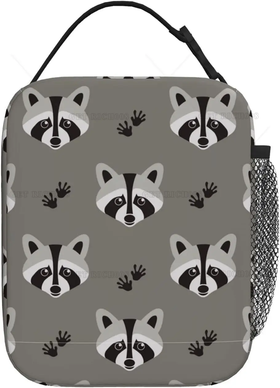 Raccoon Lunch Box para homens e mulheres, saco macio isolado, saco térmico reutilizável para o trabalho, piquenique, caminhadas, sacola de tamanho único com lancheira