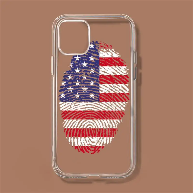 Amerika Vlag Usa Vlag Telefoon Geval Voor Iphone 11 12 Mini 13 14 Pro Xs Max X 8 7 6S Plus 5 Se Xr Transparante Shell