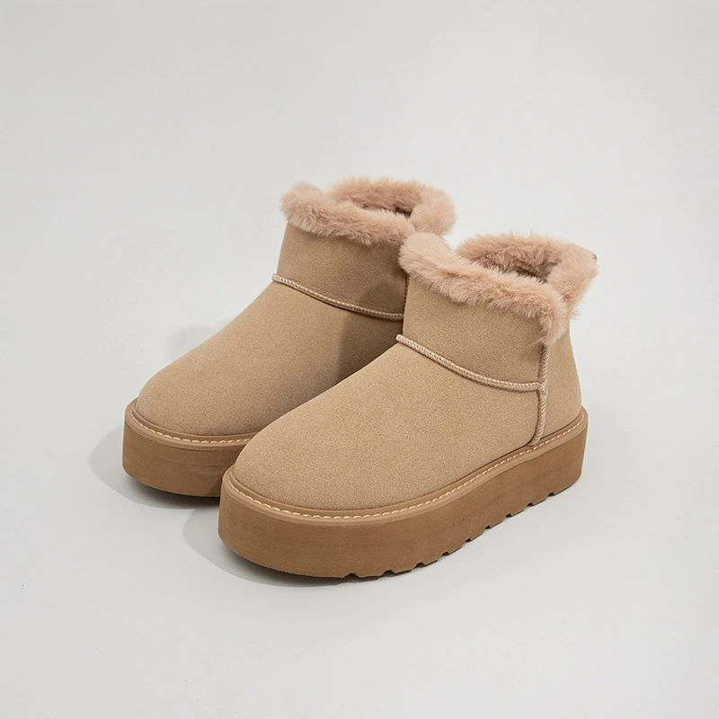 

Women Winter Snow Boots Thick Warm Fur Lined Slip Resistant Casual Shoes Black Tan