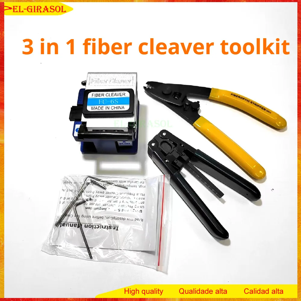 

3 in 1 FC-6S cleaver CFS-3 cable stripper fiber cold connection tool suit Fiber cleave FTTH toolkit fiber optic tools fibra