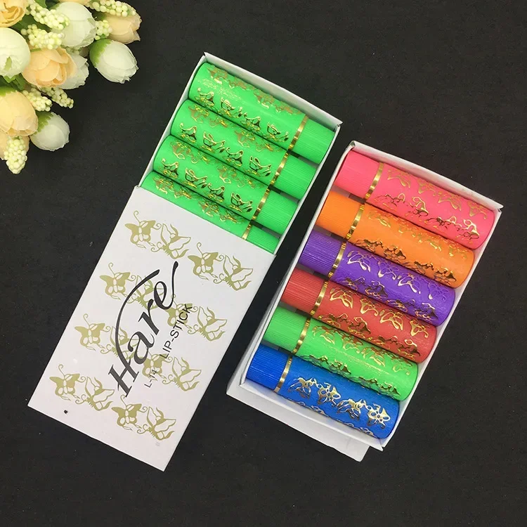 6PCS/Box Lipstick Dark Green Magic Lipgloss Lipstick Long Lasting Waterproof Butterfly Lip Tint Cosmetics Makeup Maquiagem