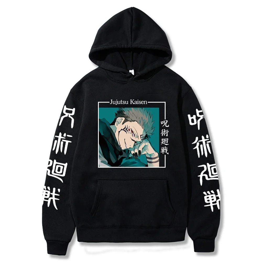 Funny Harajuku Cartoon Ryomen Sukuna Anime Jujutsu Kaisen Hoodies Men Harajuku Oversized Korean Streets Casual Sweatshirt Hoodie