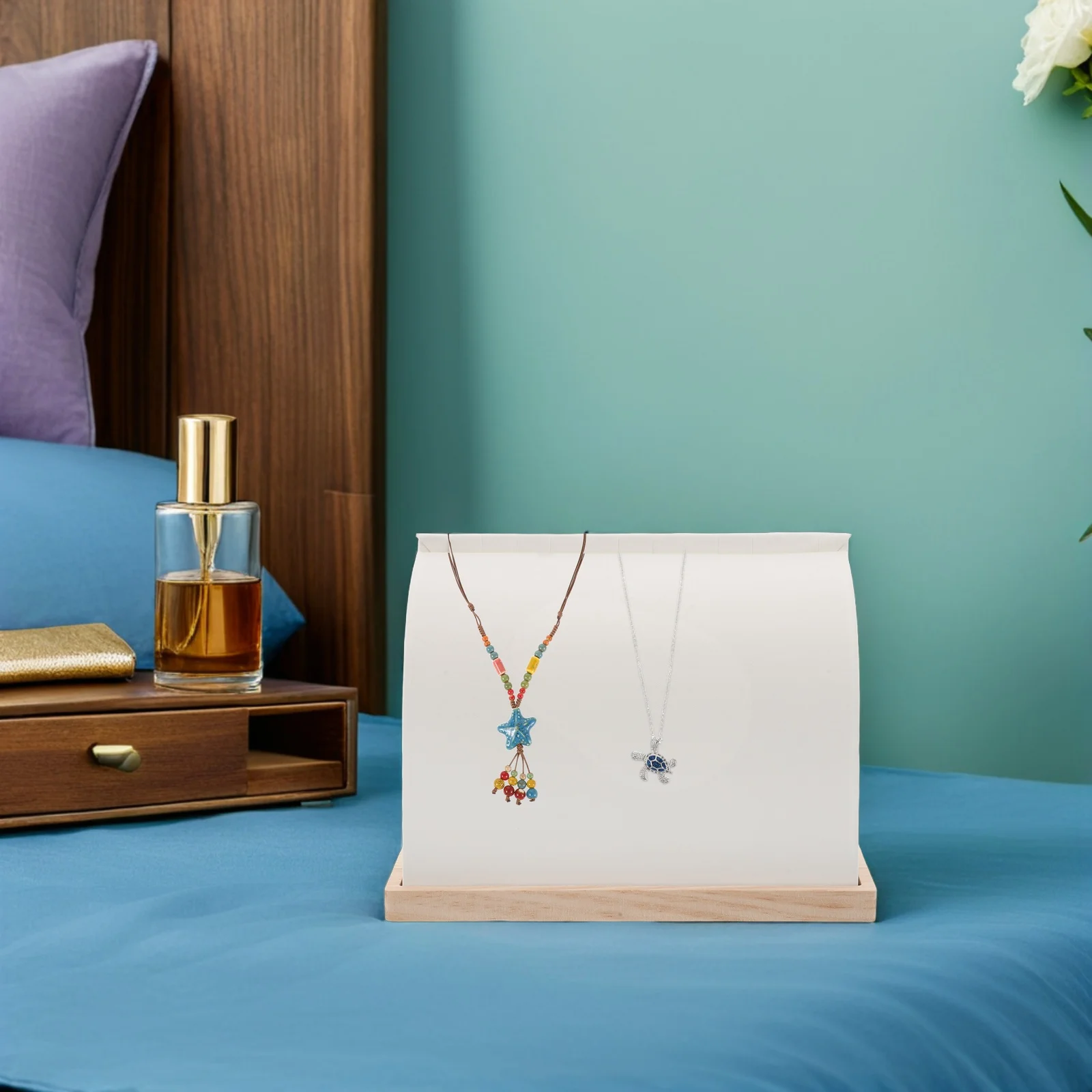 

Necklace Display Stand Wood Curved Design Jewelry Organizer Tabletop Display Holder for Necklaces Bracelets Chokers