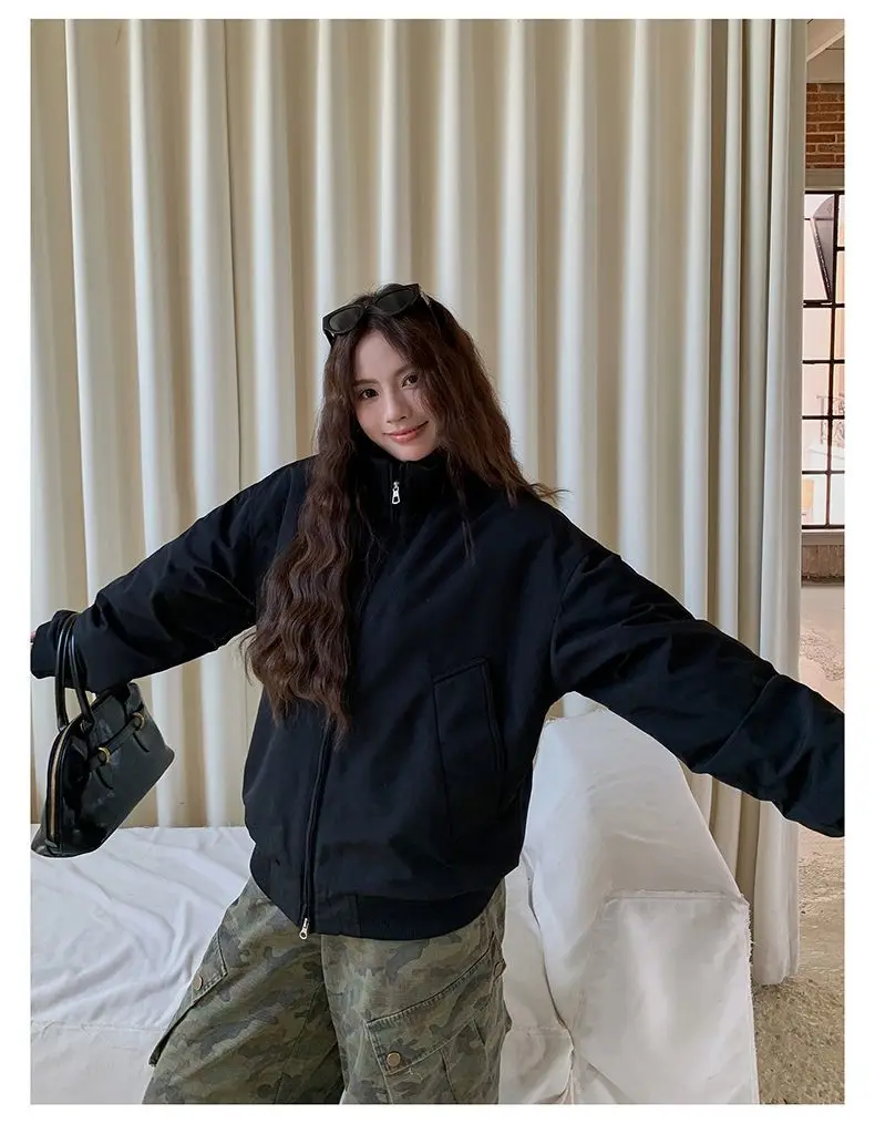 

Bomber Jackets Womens Jacket High Quality Winter Sherpa Fleece-Lined Thickened Coldproof Cozy Heavyweight Warmth Premium Lined