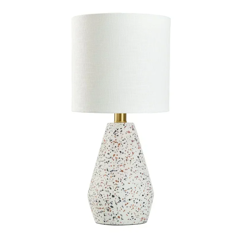 Terrazzo Table Lamp with White Drum Shade, 16.75