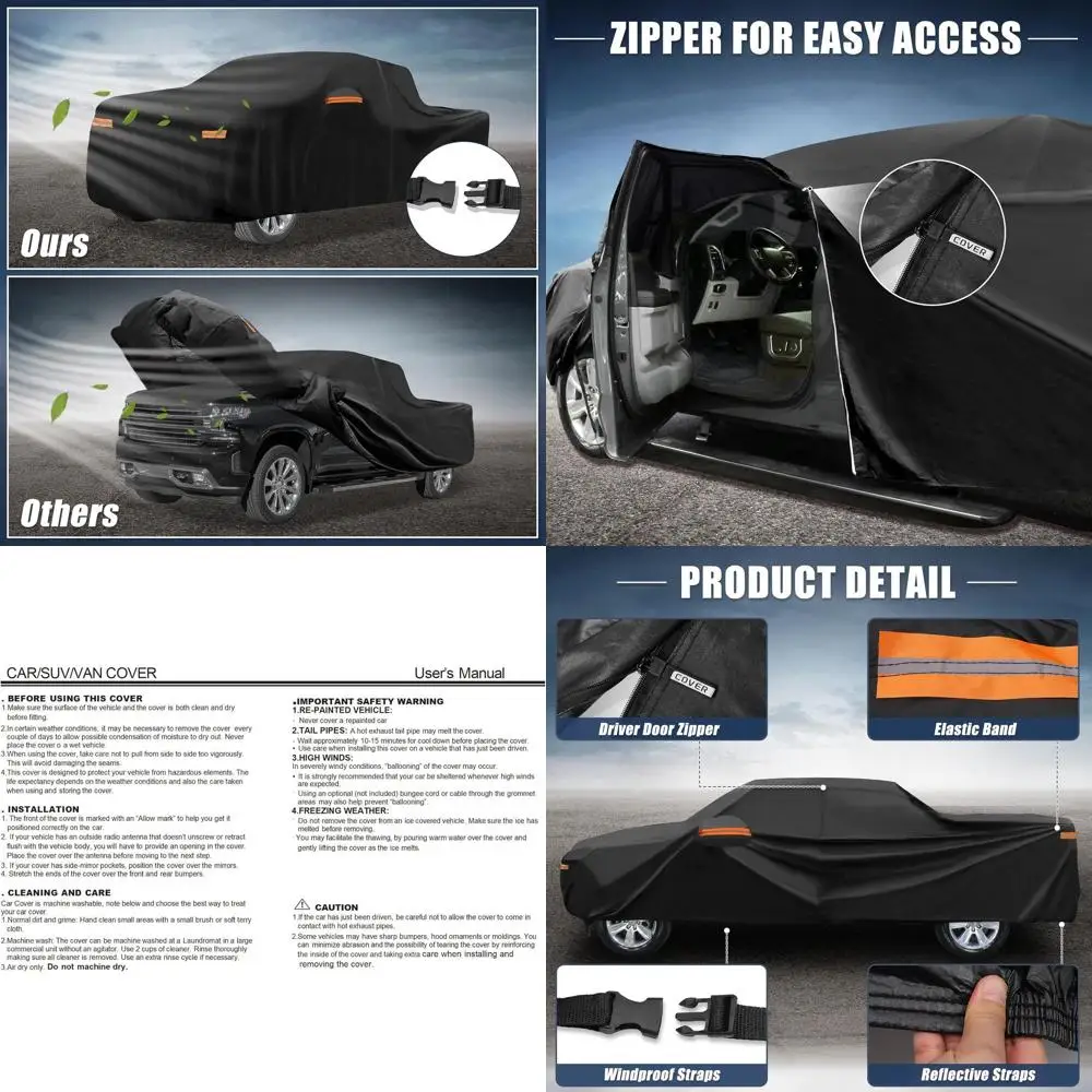 

All-Weather 210D-PU Outdoor Car Cover with Door Zipper for Waterproof, Windproof, and Sun Protection