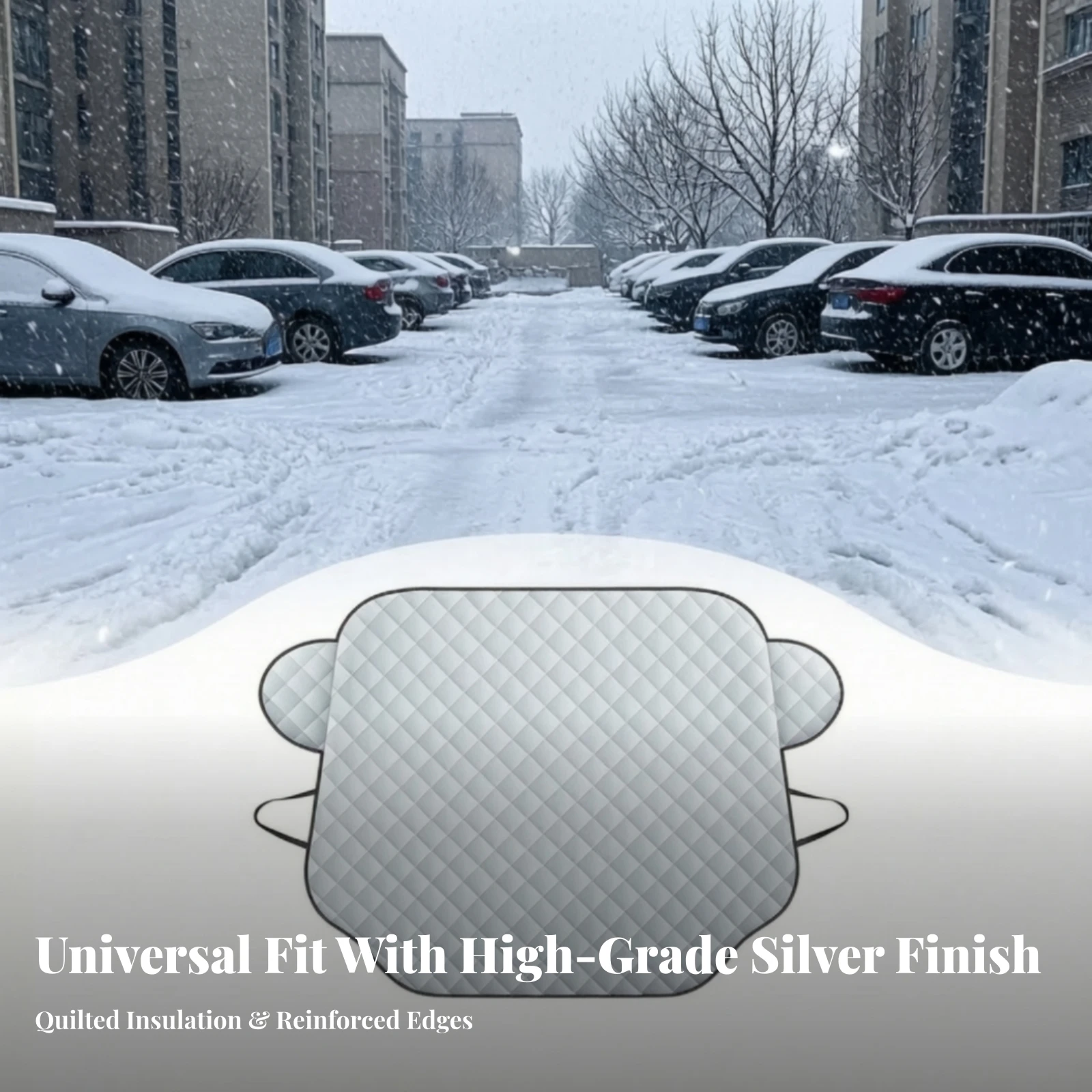 Windshield Snow Cover with Side Flaps Four-Layer Car Windshield Snow Cover Thickened Long-Lasting for Drivers, Winter