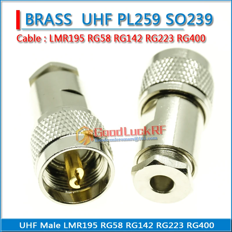 

1X Pcs PL259 SO239 SO-239 UHF Male Clamp Solder For RG58 RG142 RG223 RG400 LMR195 50-3 Cable Brass RF Connector Coaxial Adapter