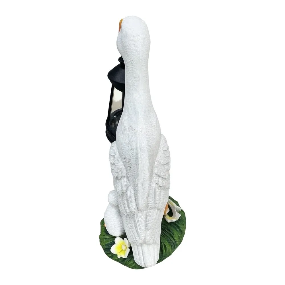 for For Solar duck garden statue with lantern resin outdoor decoration 25 cm white illuminated garden accent for patio
