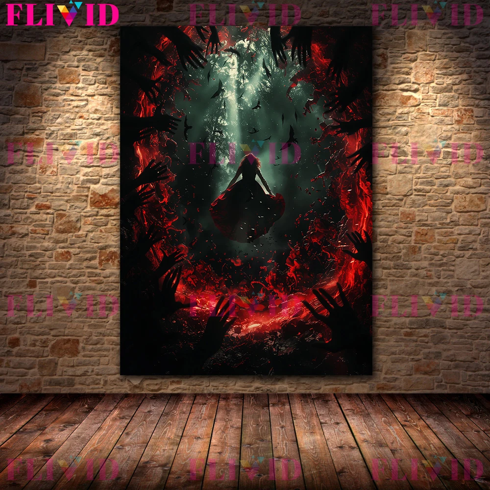 Cosmic Horror Landscape Cthulhu Dark Fantasy Art Poster Print Decor,Epic Vision Of Hell Gothic Wall Art Canvas Painting Unframed
