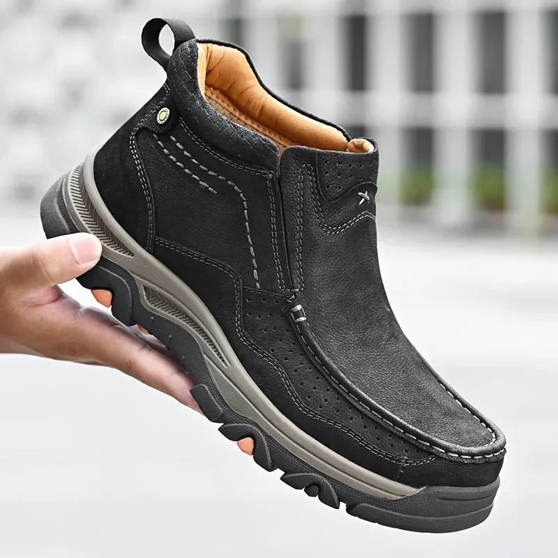 Men's Real Leather Ankle Boots Autumn Winter Mens Shoes Fashion Large Size Casual Boots Cowhide Men Genuine Leather Boots